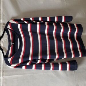 ULLA POPKEN 16/18 RED/WHITE/NAVY STRIPED COTTON/SPANDEX SWEATER TUNIC